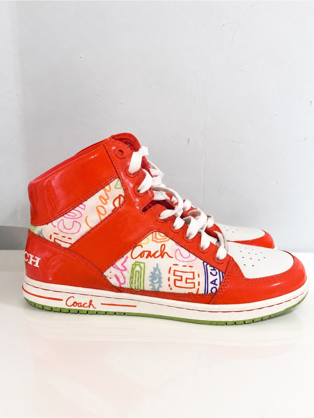 Coach Norra Graffiti High Top Sneakers [RARE] Orange 8.5